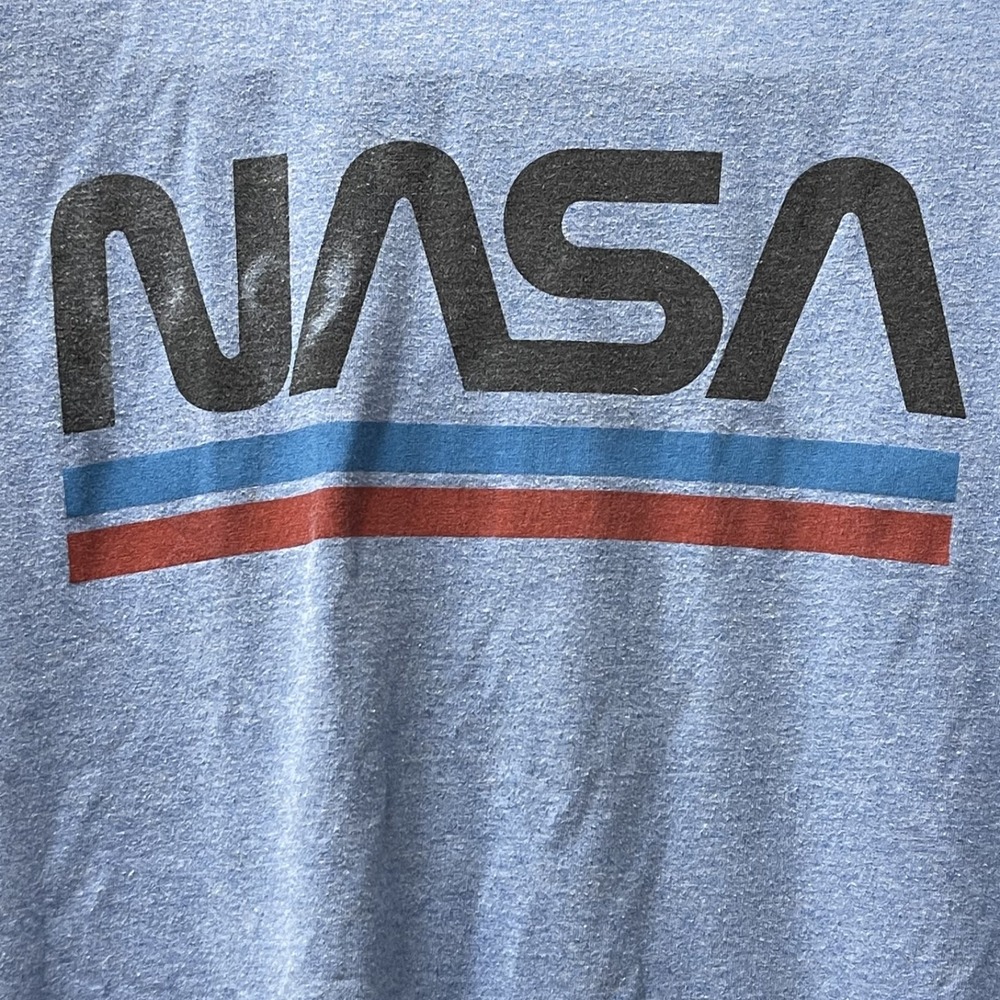Fifth Sun Men's Medium NASA Blue Heathered T-Shirt Cotton/Poly Blend‎